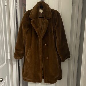Michael Kors Brown Faux Fur Coat